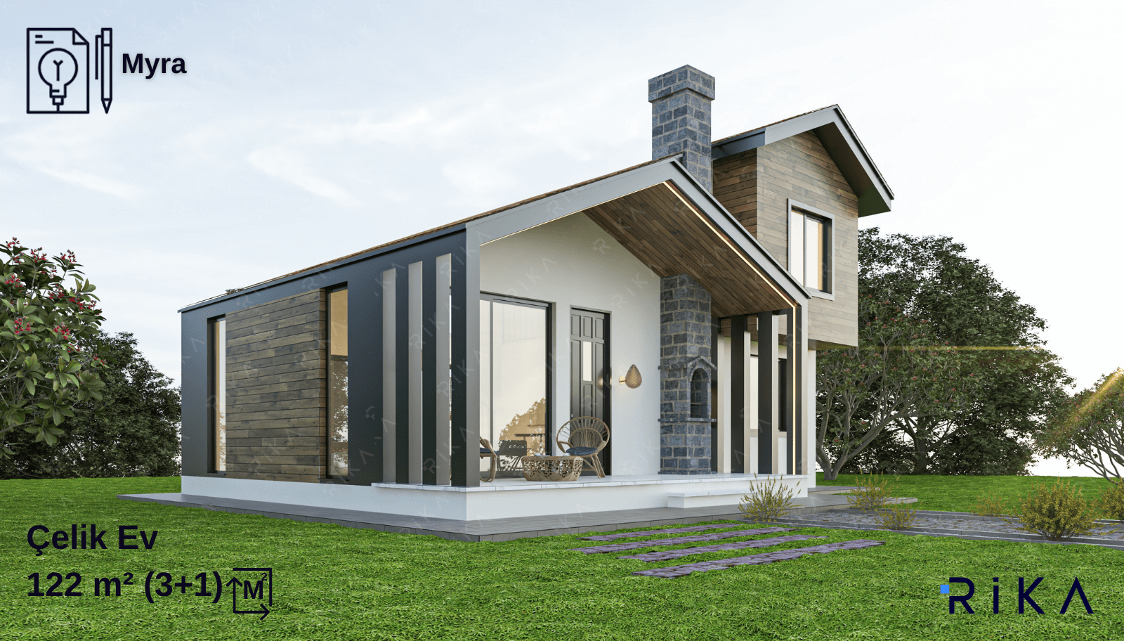 MYRA 122 m2 Çift Katlı Hafif Çelik Ev