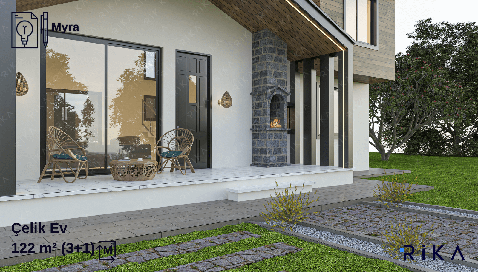 MYRA 122 m2 Çift Katlı Hafif Çelik Ev