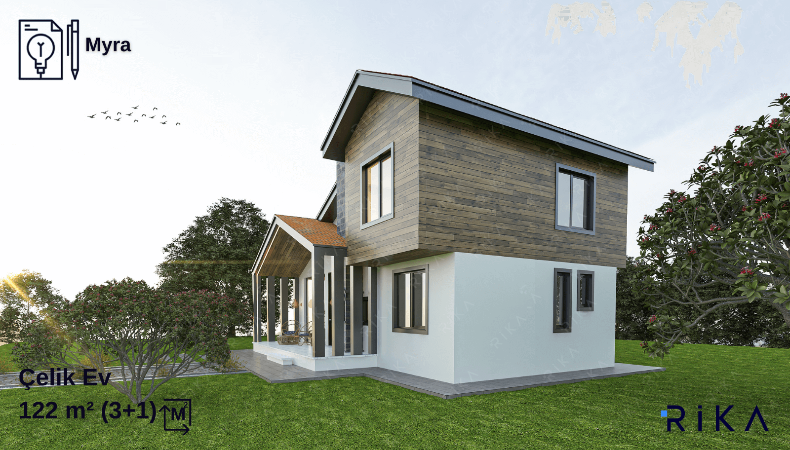 MYRA 122 m2 Çift Katlı Hafif Çelik Ev