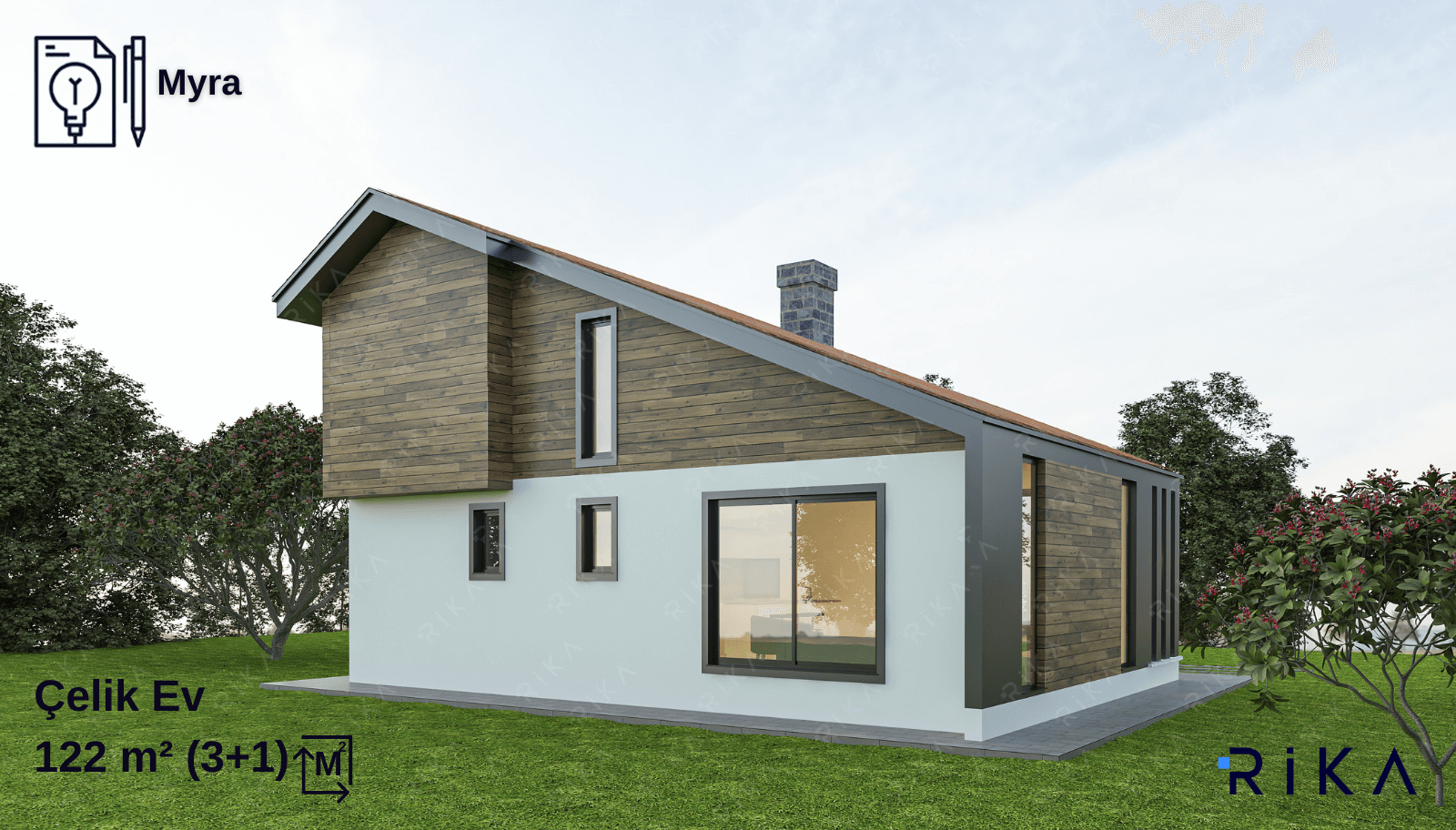 MYRA 122 m2 Çift Katlı Hafif Çelik Ev