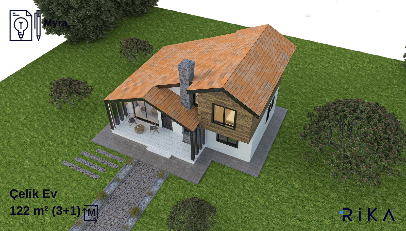 MYRA 122 m2 Çift Katlı Hafif Çelik Ev